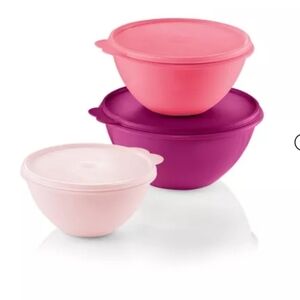 Tupperware Pink Wonderlier 3 Bowl set New
